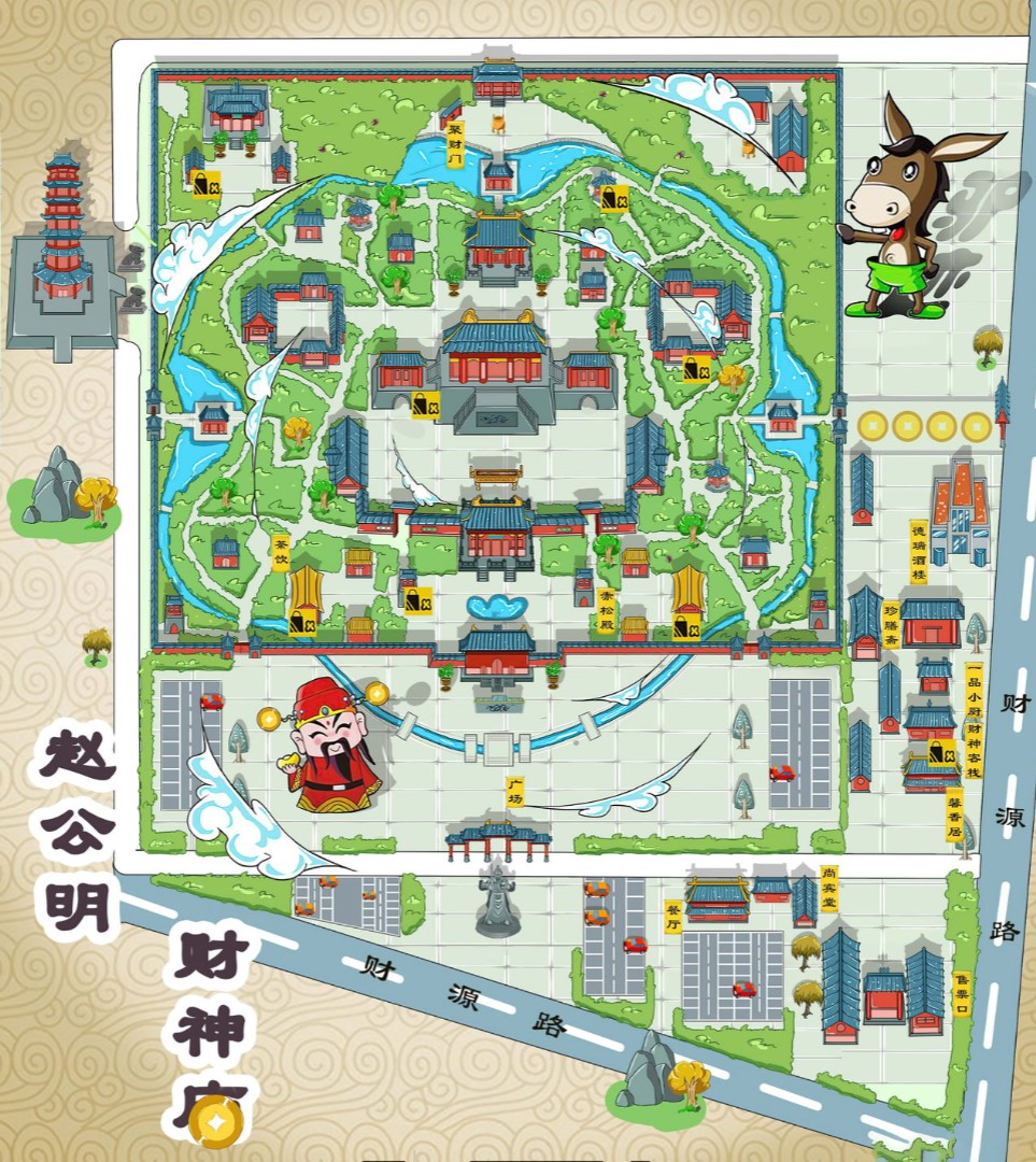 河北寺庙类手绘地图